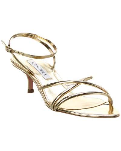 Aquazzura Roy 50 Vinyl & Leather Sandal In Gold