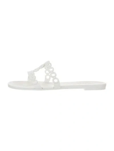 Pre-owned Aquazzura Rubber Slides In White