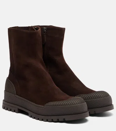 Aquazzura Rugged Suede Ankle Boots In Brown