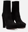 Aquazzura Saint Honore 120 Platform Suede Boots In Black