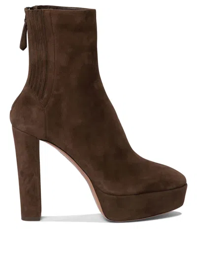 Aquazzura "saint Honore 120 Mm" Ankle Boots In Brown