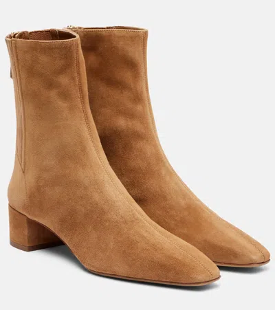 Aquazzura Saint Honore 35 Suede Ankle Boots In Brown