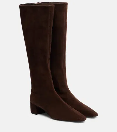 Aquazzura Saint Honore 35 Suede Knee-high Boots In Multi