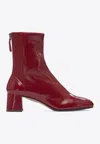 Aquazzura Sain Honore Bootie 50 In Nappa Gloss Color Red In Burgundy