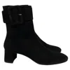 Aquazzura Saint Honoré 50 Buckled Ankle Boots In Black Suede