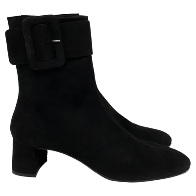 Aquazzura Saint Honoré 50 Buckled Ankle Boots In Black Suede