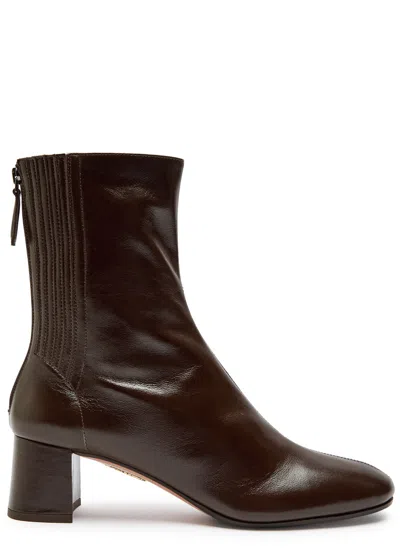 Aquazzura Saint Honore 50 Glossed Leather Ankle Boots In Animal Print