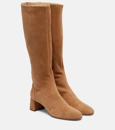 Aquazzura Saint Honore 50 Suede Ankle Boot In Sand