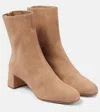 Aquazzura Saint Honore 50 Suede Ankle Boots In Beige