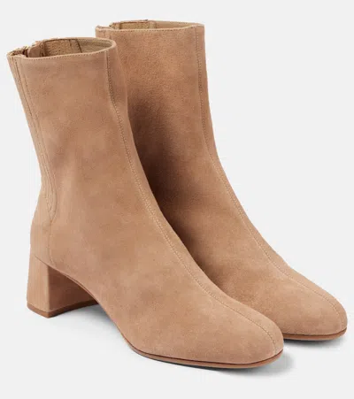Aquazzura Saint Honore 50 Suede Ankle Boots In Beige