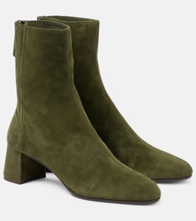 Aquazzura Saint Honore 50 Suede Ankle Boots In Green