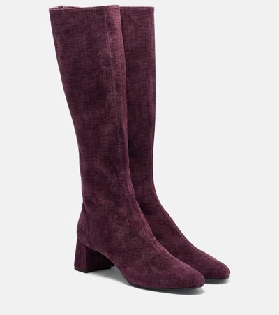 Aquazzura Saint Honoré 50 Suede Knee-high Boots In Brown