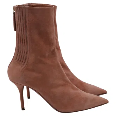 Aquazzura Saint Honore 85 Booties In Beige Suede