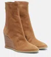Aquazzura Saint Honoré 85 Suede Wedge Ankle Boots In Brown