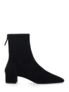 Aquazzura Saint Honore Black Ankle Boots With Low Block Heel And Pointed Toe In Suede Woman In Black