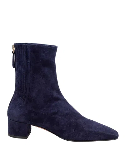 Aquazzura Saint Honore Bootie 35 Suede Ankle Boot In Blue