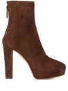 Aquazzura Saint Honore 120 Platform Suede Boots In Multi