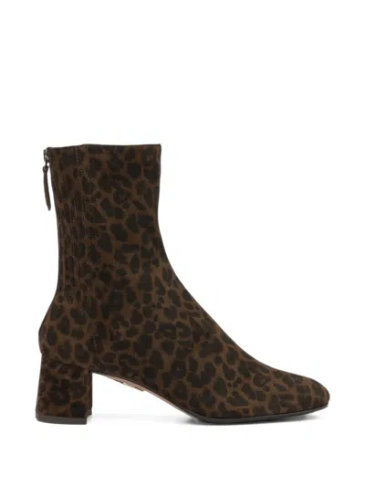 Aquazzura Lamb Leather Saint Honore 50 Mm Ankle Boots In Brown