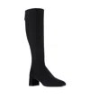 Aquazzura High Block Heel Knee-high Suede Boots In Black