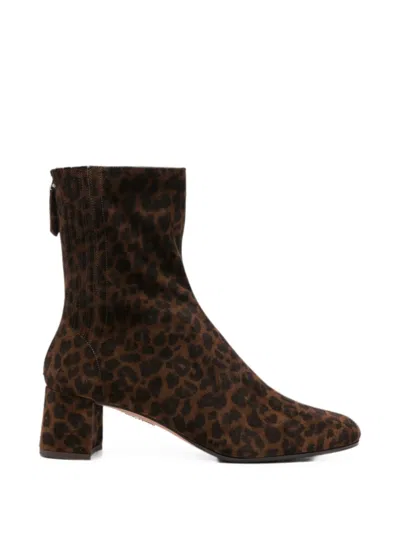 Aquazzura Saint Honore Leopard-print Ankle Boots In Brown