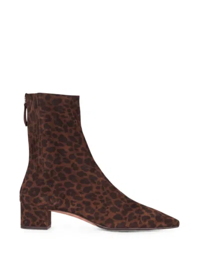 Aquazzura Saint Honoré Leopard-print Suede Ankle Boots In Brown