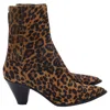 Aquazzura Saint Honore Printed Ankle Boots In Brown Suede In Animal Print