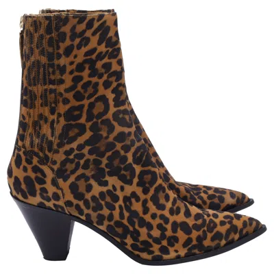 Aquazzura Saint Honore Printed Ankle Boots In Brown Suede