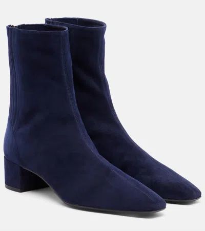 Aquazzura Saint Honoré Suede Ankle Boots In Blue