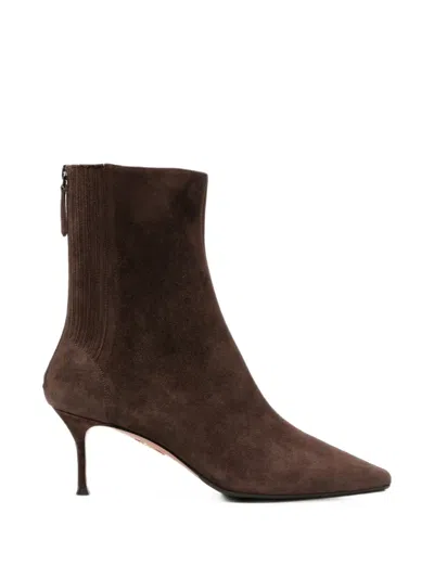 Aquazzura Saint Honoré Suede Ankle Boots In Brown