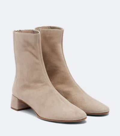 Aquazzura Saint Honoré Suede Ankle Boots In Neutral