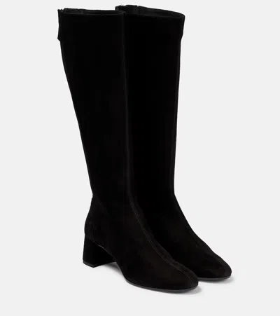 Aquazzura Saint Honore Suede Knee-high Boots In Black