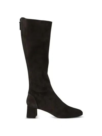 Aquazzura Saint Honore Suede Zip Boots In Gray