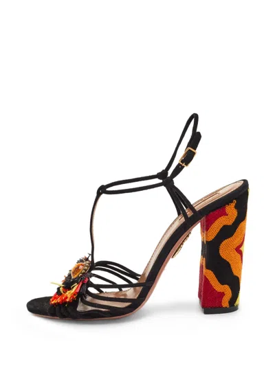 Pre-owned Aquazzura Samba Embellished Sandals In Black