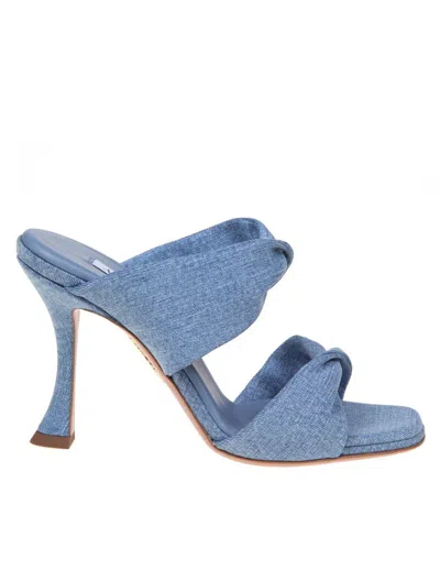 Aquazzura Sandal In Denim Fabric In Blue