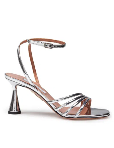 Aquazzura Aquazzurra Latour 75 Sandal In Mirror-effect Leather Color Silver