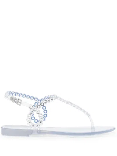 AQUAZZURA ALMOST BARE CRYSTAL JELLY FLAT SANDALS