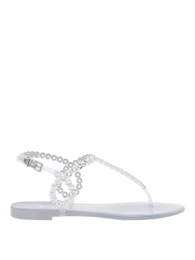 AQUAZZURA ALMOST BARE CRYSTAL JELLY SANDALS