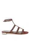 Aquazzura Infinity Chain Brown Sandals With Adjustable Strap And Buckle In Suede Woman