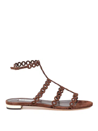 AQUAZZURA SANDALO FLAT INFINITY CHAIN