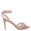 Aquazzura Love Struck 85 Crystal-embellished Metallic Leather Sandals In Animal Print