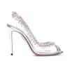 Aquazzura Womens Silver Temptation Crystal Embellished Leather And Pvc Sandals
