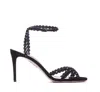 Aquazzura Tequila 85 Embellished Suede Sandals In Black
