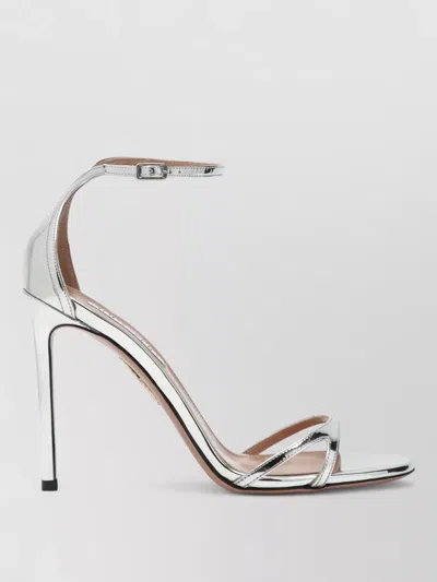 Aquazzura Sandals Ankle Strap Metallic Finish Open Toe In Silver