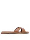 Aquazzura Double Strap Leather Flat Sole Sandals In Brown