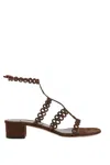 Aquazzura Infinity Chain 35 Suede Sandals In Brown