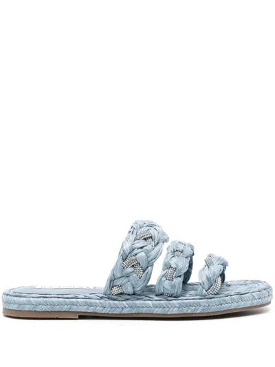Aquazzura Woman Espadrilles Light Blue Size 8 Natural Raffia