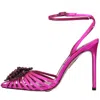 Aquazzura 105mm Crytal Margarita Satin Pumps In Fucsia Vivaci