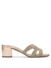 Aquazzura Felix Crystal-embellished Block-heel Sandals In Gold