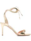 Aquazzura Heeled Sandals With Metallic And Textured Finish In Soft Gold