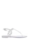 Aquazzura Almost Bare Crystal Jelly Sandal Flats Transparent In Transparent
